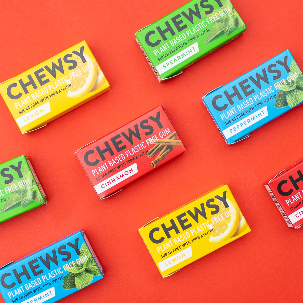 chewing-gum plastic pollution: Chewsy organic natural biodegradable chewing gum