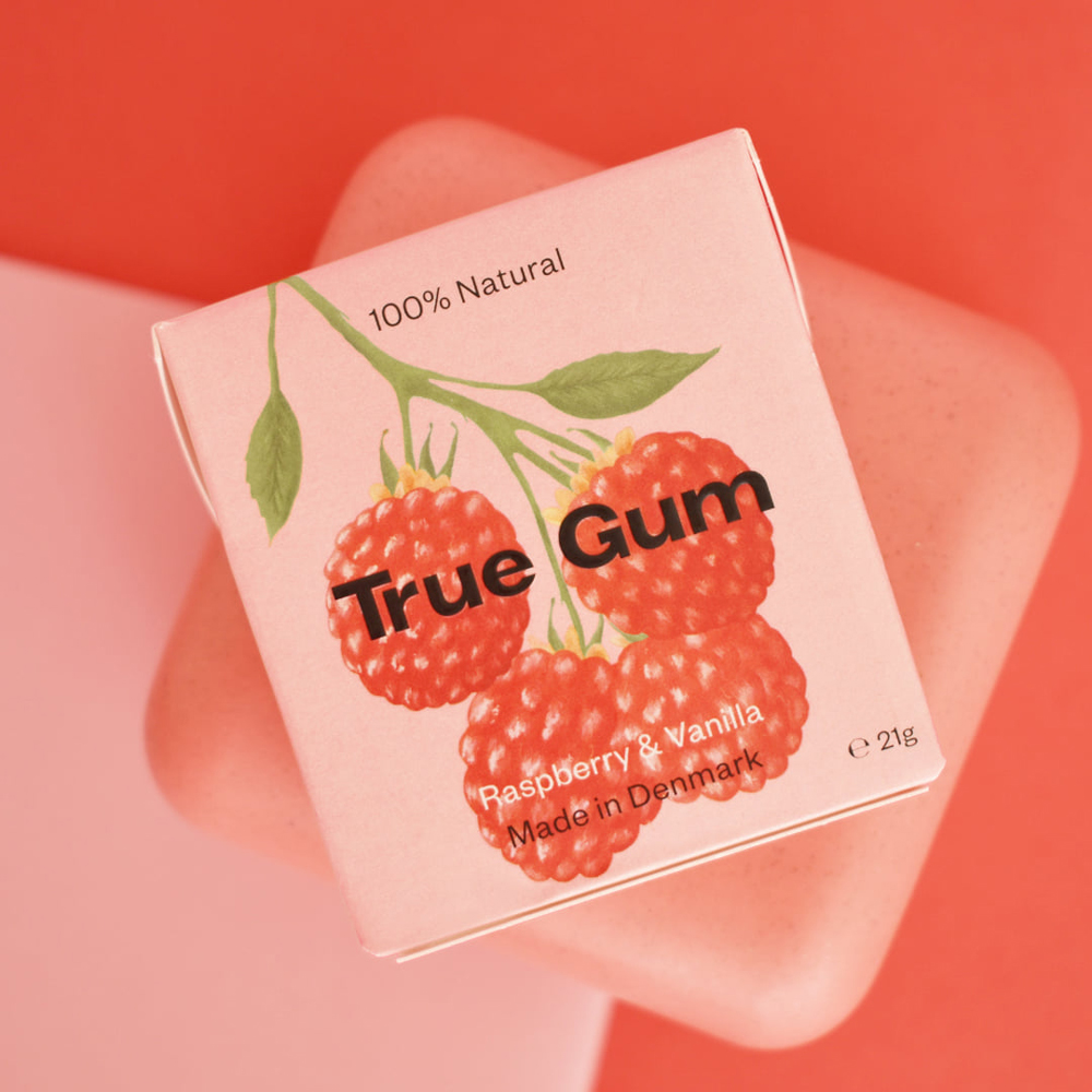 chewing-gum plastic pollution: True Gum organic natural biodegradable chewing gum