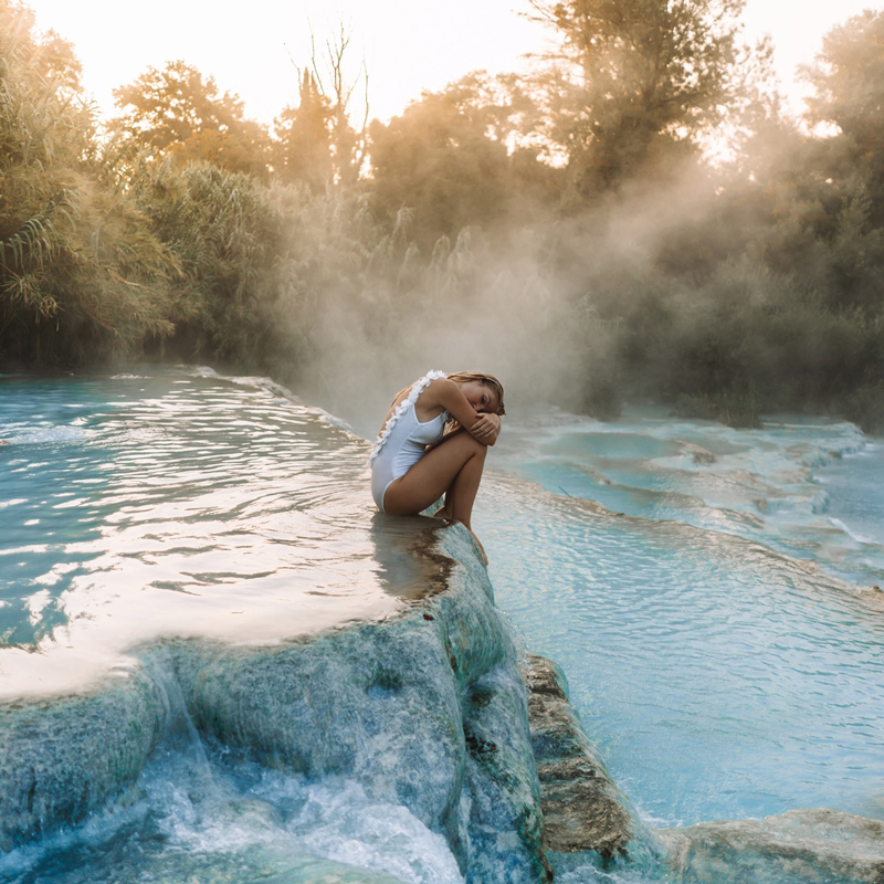 Instagrammable hot springs Terme di Saturnia, Italy