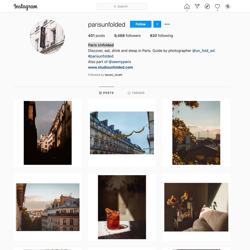 Paris Unfolded Paris Instagram accounts